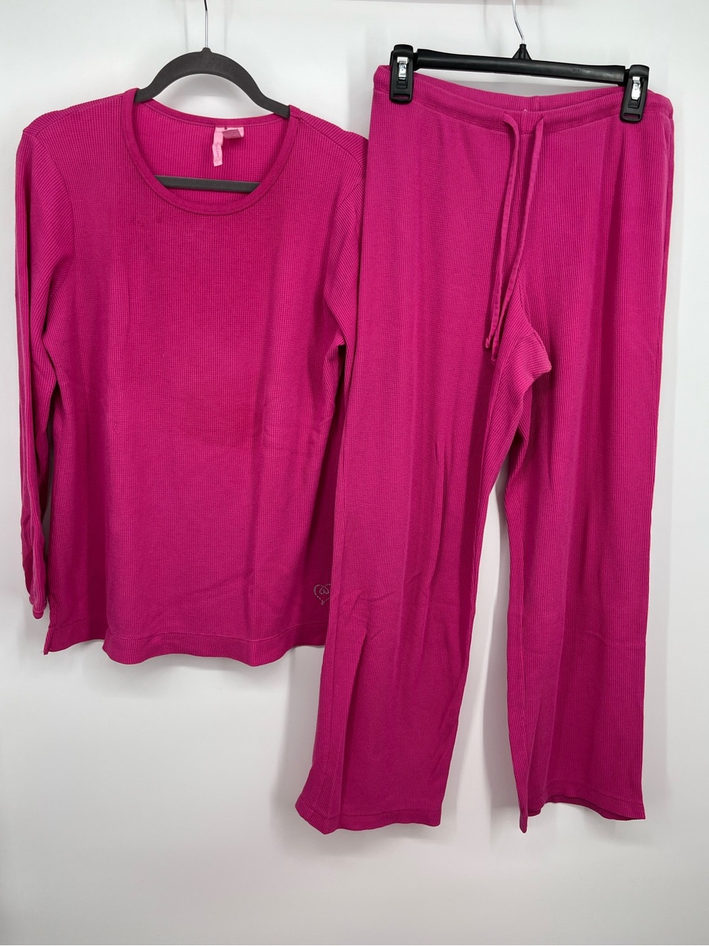 Victoria's Secret Bright Pink Waffle Knit Pajama Set